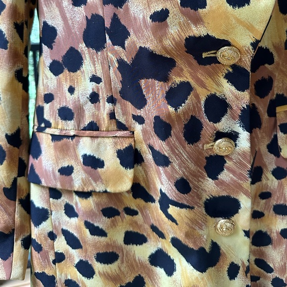 Paolo Santini All Silk Cheetah Print Jacket Vintage Shoulder Pads ~ 6 - Picture 7 of 15